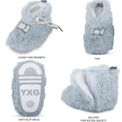 Baby Moo Papa's Angel Velcro Warm Furry Booties - Blue