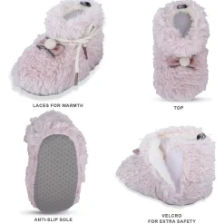 Baby Moo Papa's Angel Velcro Warm Furry Booties - Pink