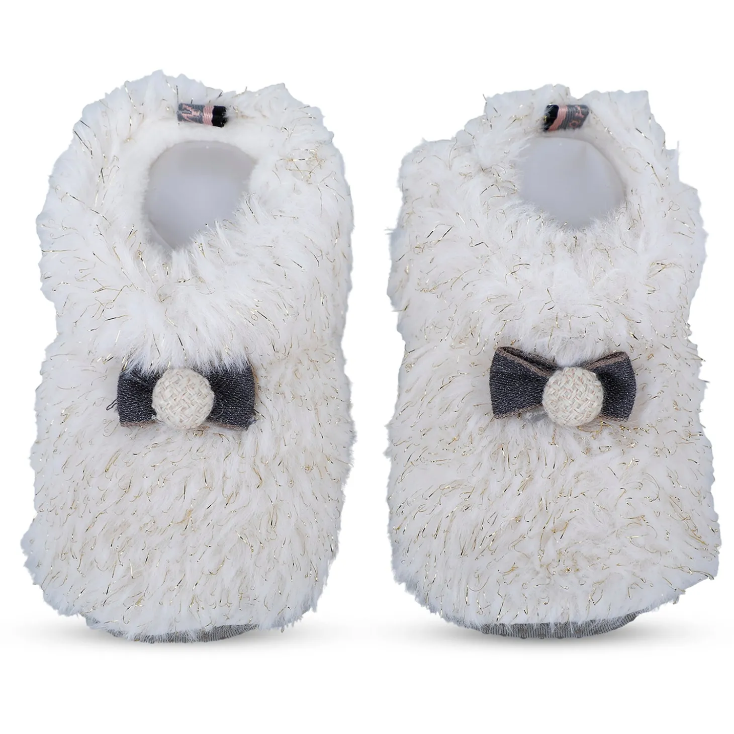 Baby Moo Papa's Angel Velcro Warm Furry Booties - Cream