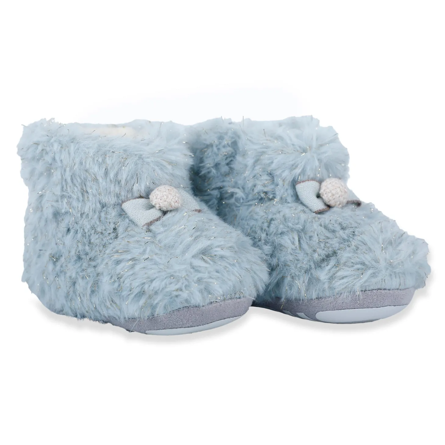 Baby Moo Papa's Angel Velcro Warm Furry Booties - Blue