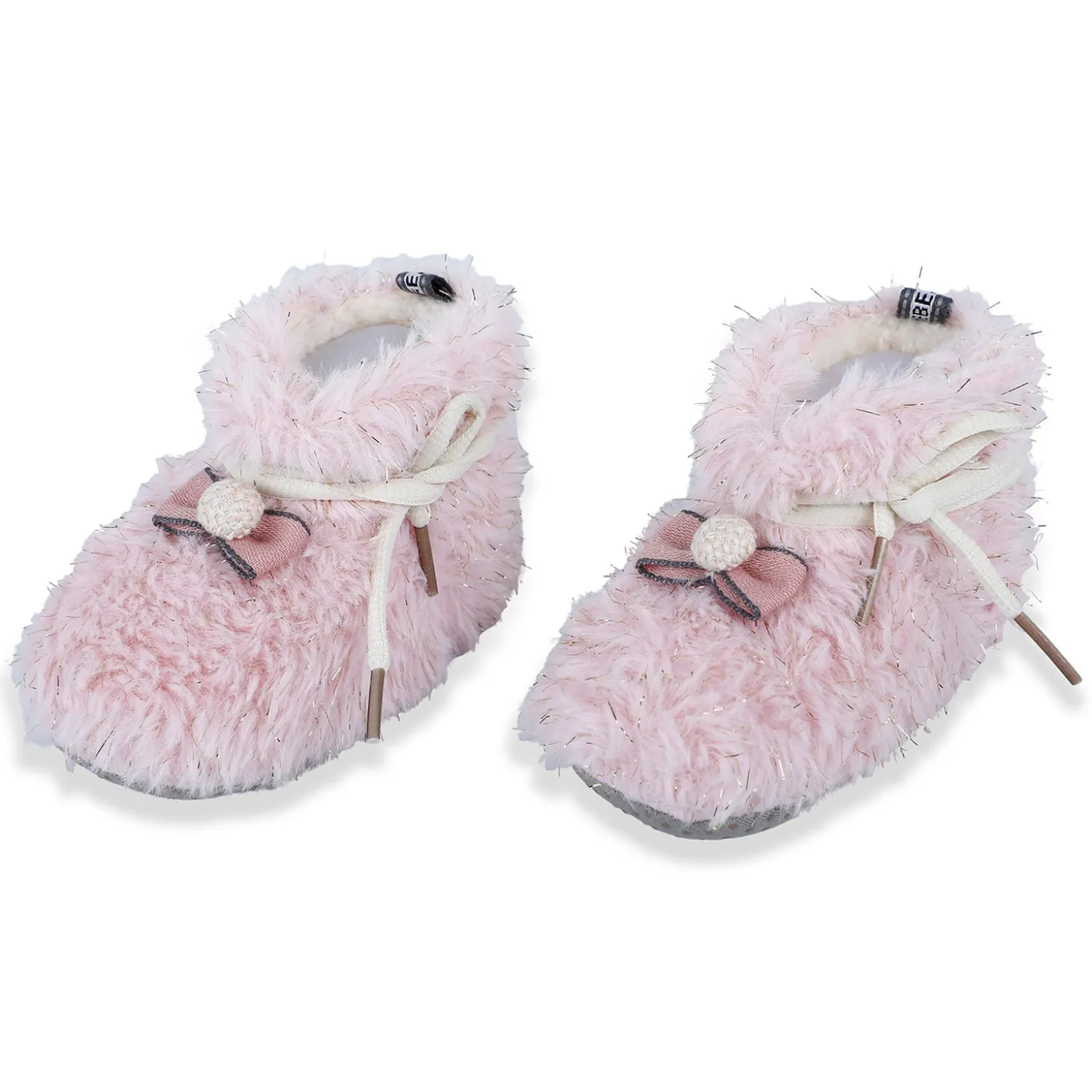 Baby Moo Papa's Angel Velcro Warm Furry Booties - Pink