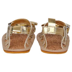 Baby Moo Partywear Patent Leather Bow Velcro Strap Anti-Skid Sandals - Gold, Metallic