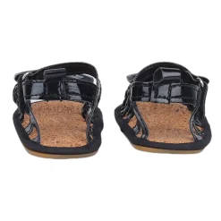 Baby Moo Partywear Patent Leather Bow Velcro Strap Anti-Skid Sandals - Black