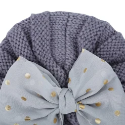 Baby Moo Partywear Sequence Bow 2 Pack Turban Caps - Red And Grey
