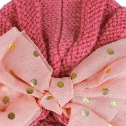 Baby Moo Partywear Sequence Bow 2 Pack Turban Caps - Peach And Yellow