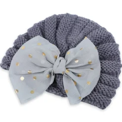 Baby Moo Partywear Sequence Bow 2 Pack Turban Caps - Red And Grey