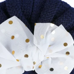 Baby Moo Partywear Sequence Bow 2 Pack Turban Caps - Brown And Navy Blue