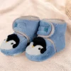 Baby Moo Penguin Warm Veclro Strap Fur Booties - Blue