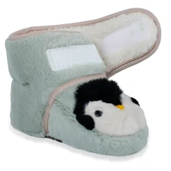 Baby Moo Penguin Warm Veclro Strap Fur Booties - Green