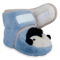 Baby Moo Penguin Warm Veclro Strap Fur Booties - Blue