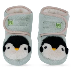Baby Moo Penguin Warm Veclro Strap Fur Booties - Green