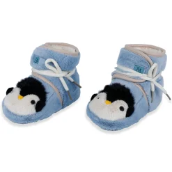 Baby Moo Penguin Warm Veclro Strap Fur Booties - Blue