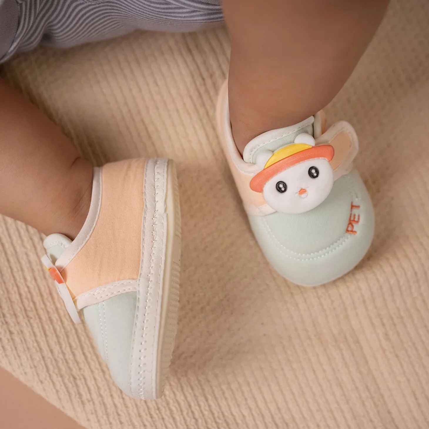 Baby Moo Persian Kitty Soft Sole Anti-Slip Booties - Green