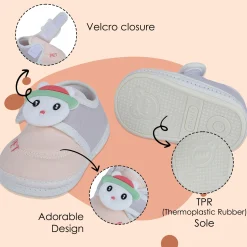Baby Moo Persian Kitty Soft Sole Anti-Slip Booties - Peach