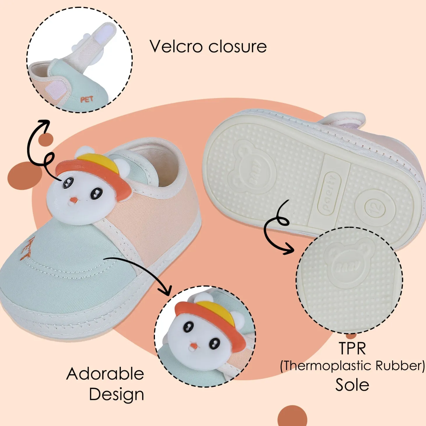 Baby Moo Persian Kitty Soft Sole Anti-Slip Booties - Green