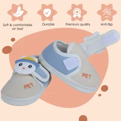 Baby Moo Persian Kitty Soft Sole Anti-Slip Booties - Blue
