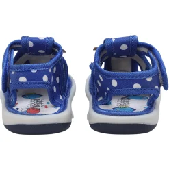 Baby Moo Pilot Dog Applique Polka Dot Printed Velcro Strap Anti-Skid Chu Chu Sound Sandals - Blue