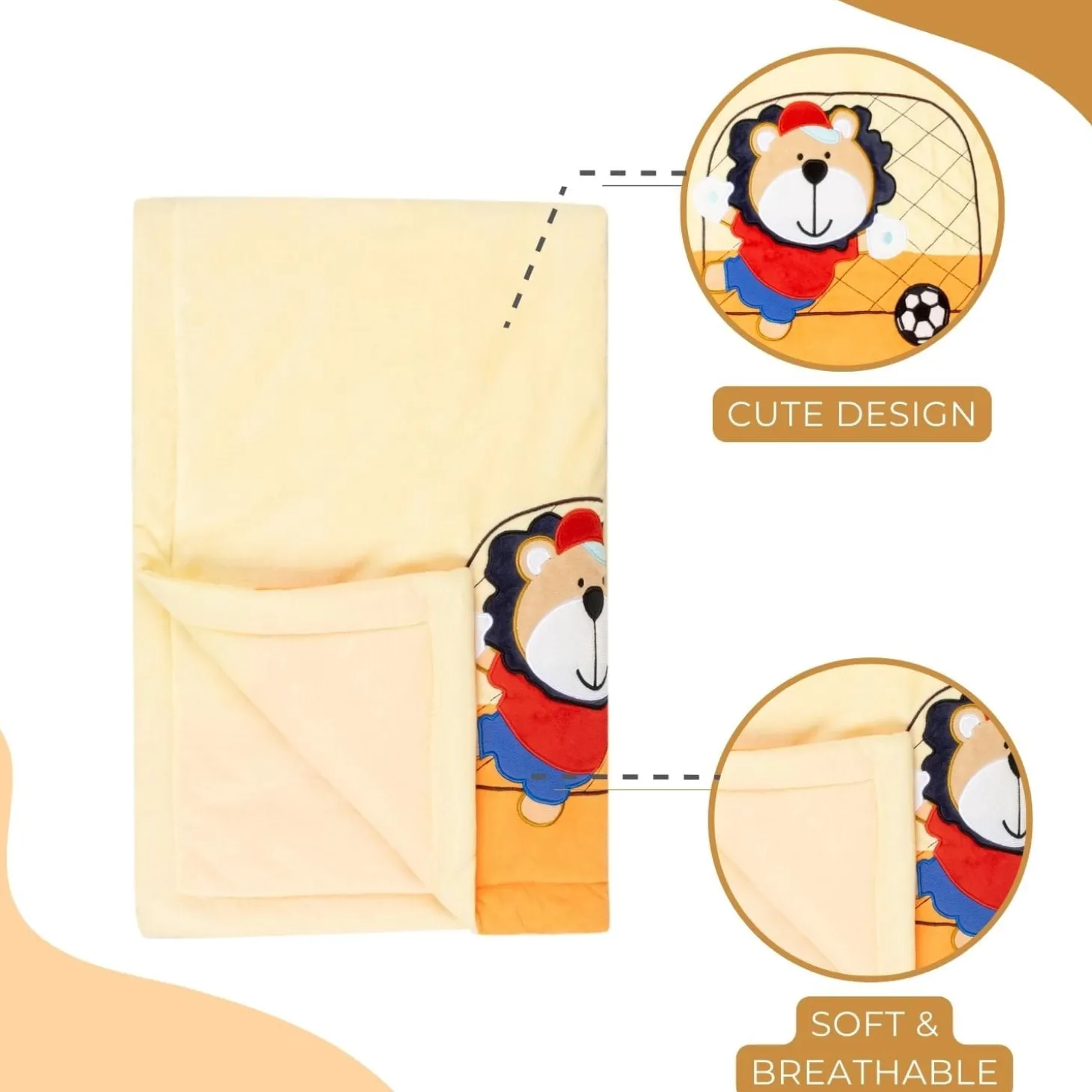 Baby Moo Playing Tiger Plush Cotton All Season Nursery Blanket - Orange