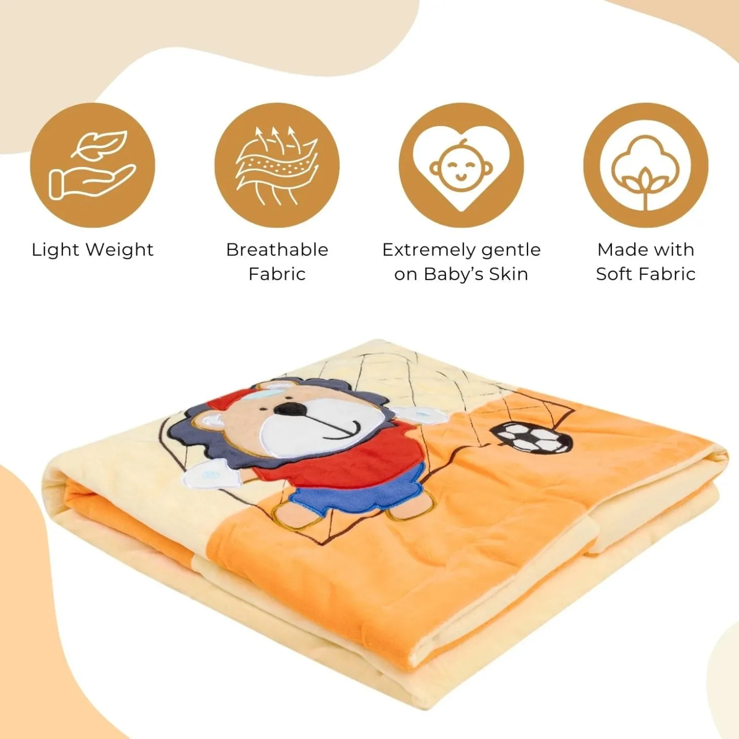 Baby Moo Playing Tiger Plush Cotton All Season Nursery Blanket - Orange