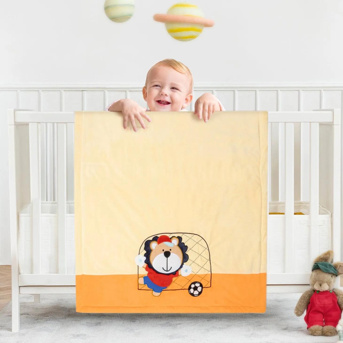 Baby Moo Playing Tiger Plush Cotton All Season Nursery Blanket - Orange