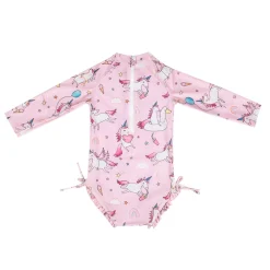 Baby Moo Playing Unicorn Beach Bodysuit One-Piece Swimsuit Pool Swimming Costume - Pink