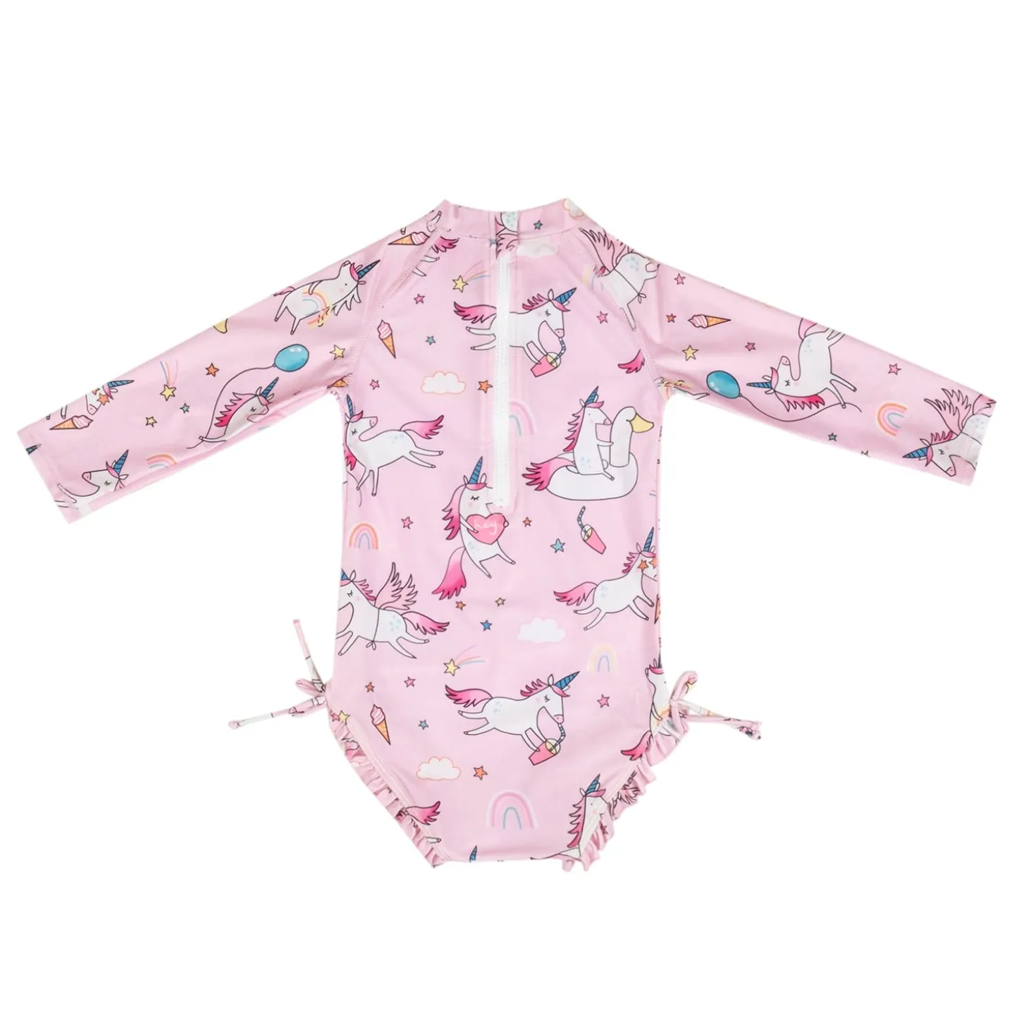 Baby Moo Playing Unicorn Beach Bodysuit One-Piece Swimsuit Pool Swimming Costume - Pink