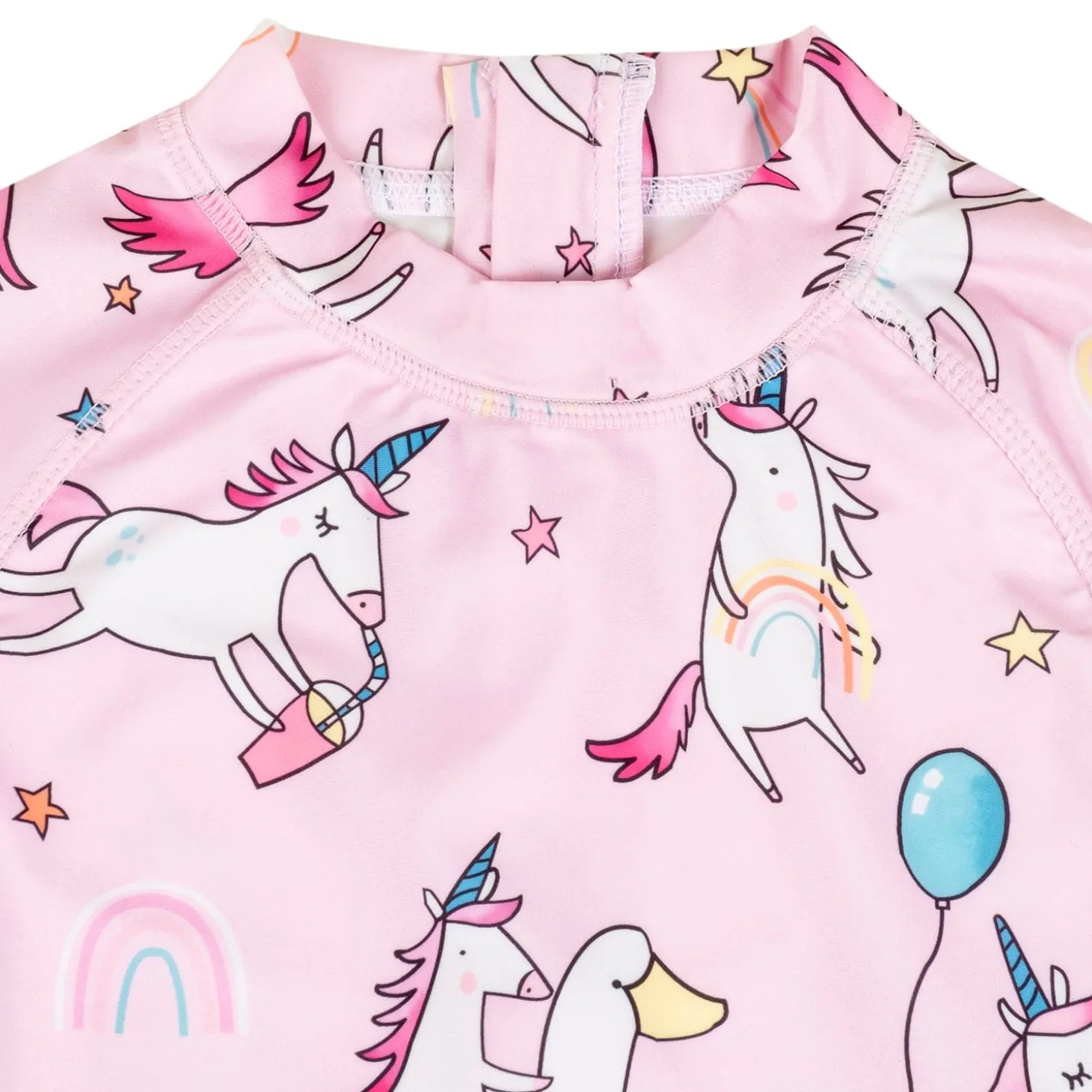 Baby Moo Playing Unicorn Beach Bodysuit One-Piece Swimsuit Pool Swimming Costume - Pink