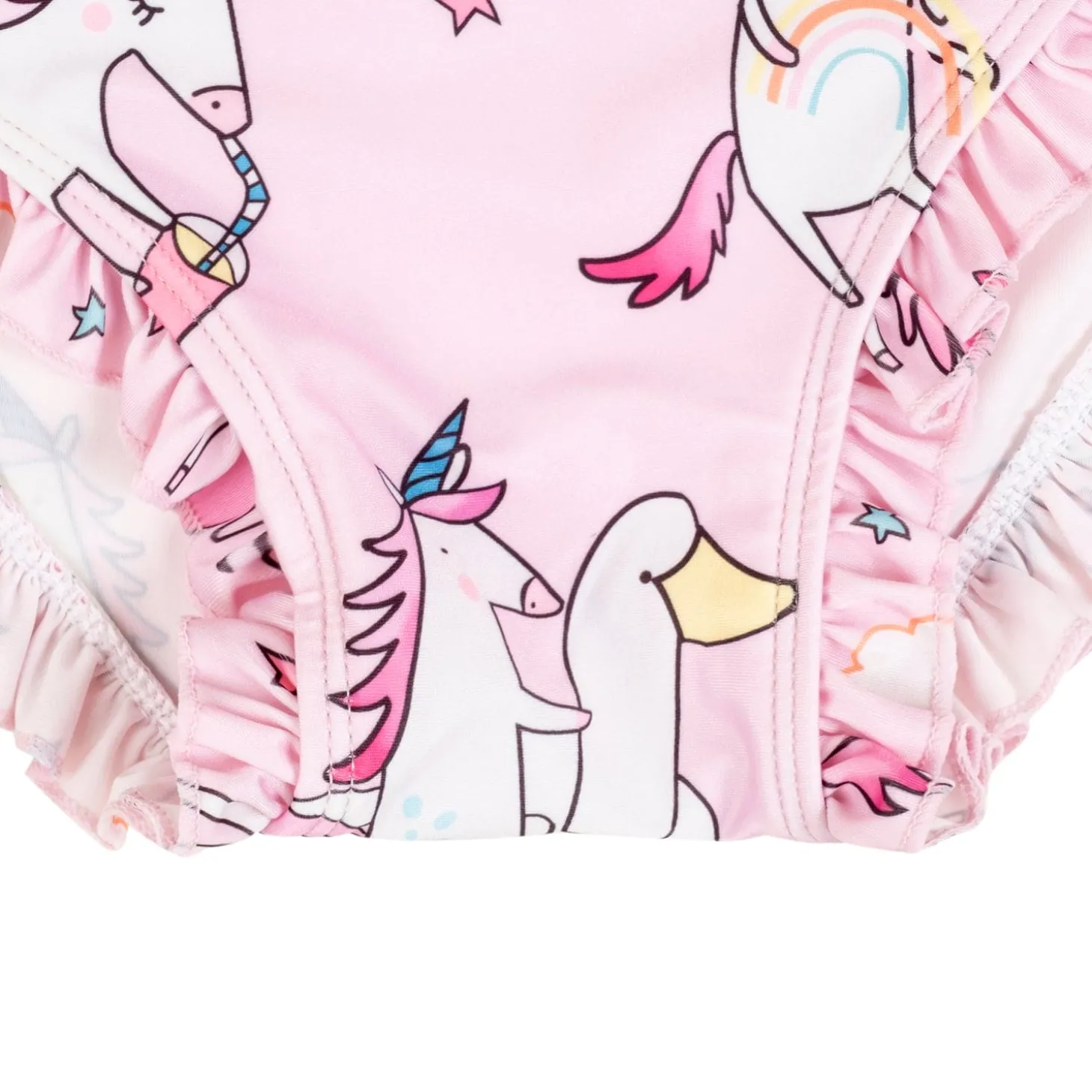 Baby Moo Playing Unicorn Beach Bodysuit One-Piece Swimsuit Pool Swimming Costume - Pink