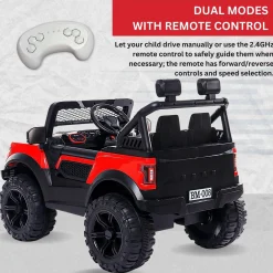 Baby Moo Pobo Electric Ride-On Car for Kids | Rechargeable Battery | Bluetooth Remote Control | USB MP3 Player | Double Seat | Age 2-6 - Red