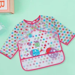 Baby Moo Polka Dots And Bugs Long Sleeves Waterproof Wear Me Bib - Pink
