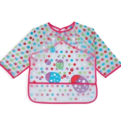 Baby Moo Polka Dots And Bugs Long Sleeves Waterproof Wear Me Bib - Pink