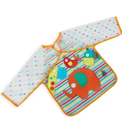 Baby Moo Polka Dots with Animals Long Sleeves Waterproof Wear Me Bib - Orange