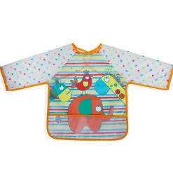 Baby Moo Polka Dots with Animals Long Sleeves Waterproof Wear Me Bib - Orange