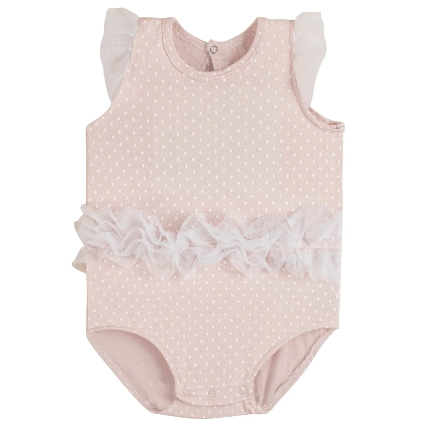 Baby Moo Polka Dotted Gift Set 3 Piece With Bodysuit, Socks And Headband - Peach