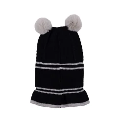 Baby Moo Pom Pom Winter Monkey Woolen Cap - Black, White