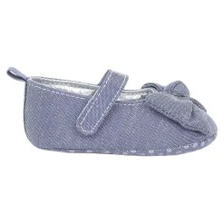 Baby Moo Pretty Bow Knot Velcro Strap Anti-Skid Ballerina Booties - Grey