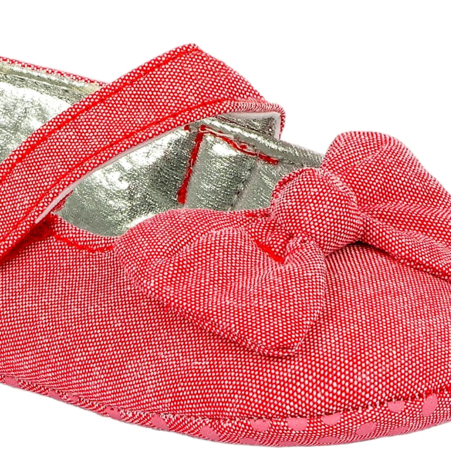 Baby Moo Pretty Bow Knot Velcro Strap Anti-Skid Ballerina Booties - Pink