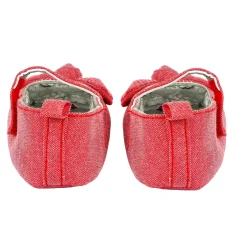 Baby Moo Pretty Bow Knot Velcro Strap Anti-Skid Ballerina Booties - Pink