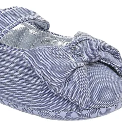 Baby Moo Pretty Bow Knot Velcro Strap Anti-Skid Ballerina Booties - Grey
