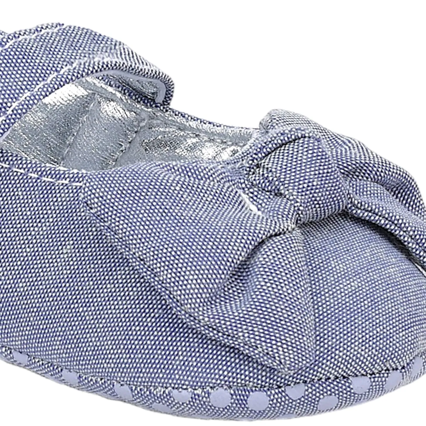 Baby Moo Pretty Bow Knot Velcro Strap Anti-Skid Ballerina Booties - Grey