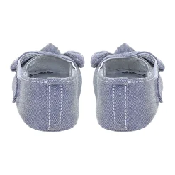 Baby Moo Pretty Bow Knot Velcro Strap Anti-Skid Ballerina Booties - Grey