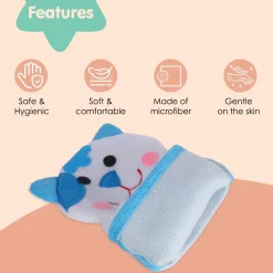 Baby Moo Pretty Kitty Bath Time Fun Hand Puppet Loofah Bath Glove - Blue