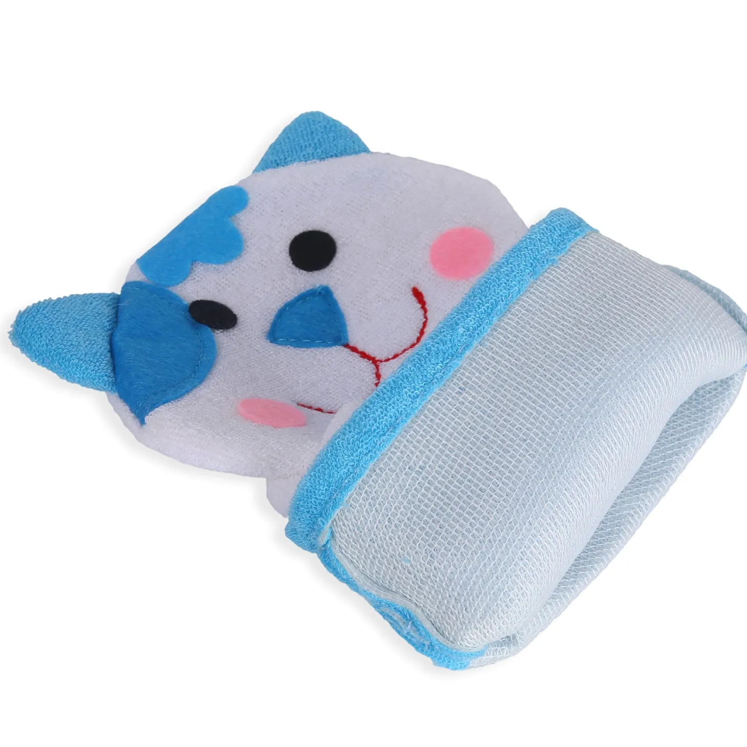 Baby Moo Pretty Kitty Bath Time Fun Hand Puppet Loofah Bath Glove - Blue