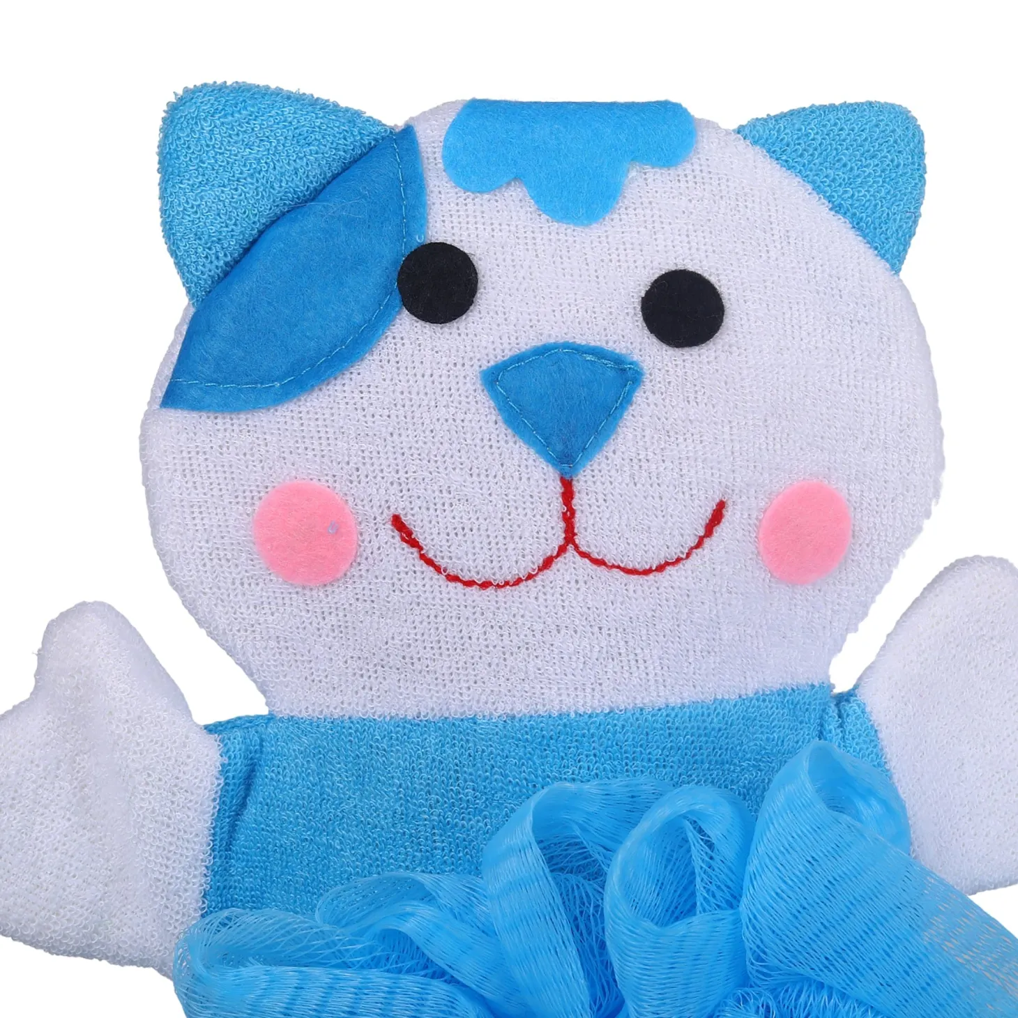 Baby Moo Pretty Kitty Bath Time Fun Hand Puppet Loofah Bath Glove - Blue