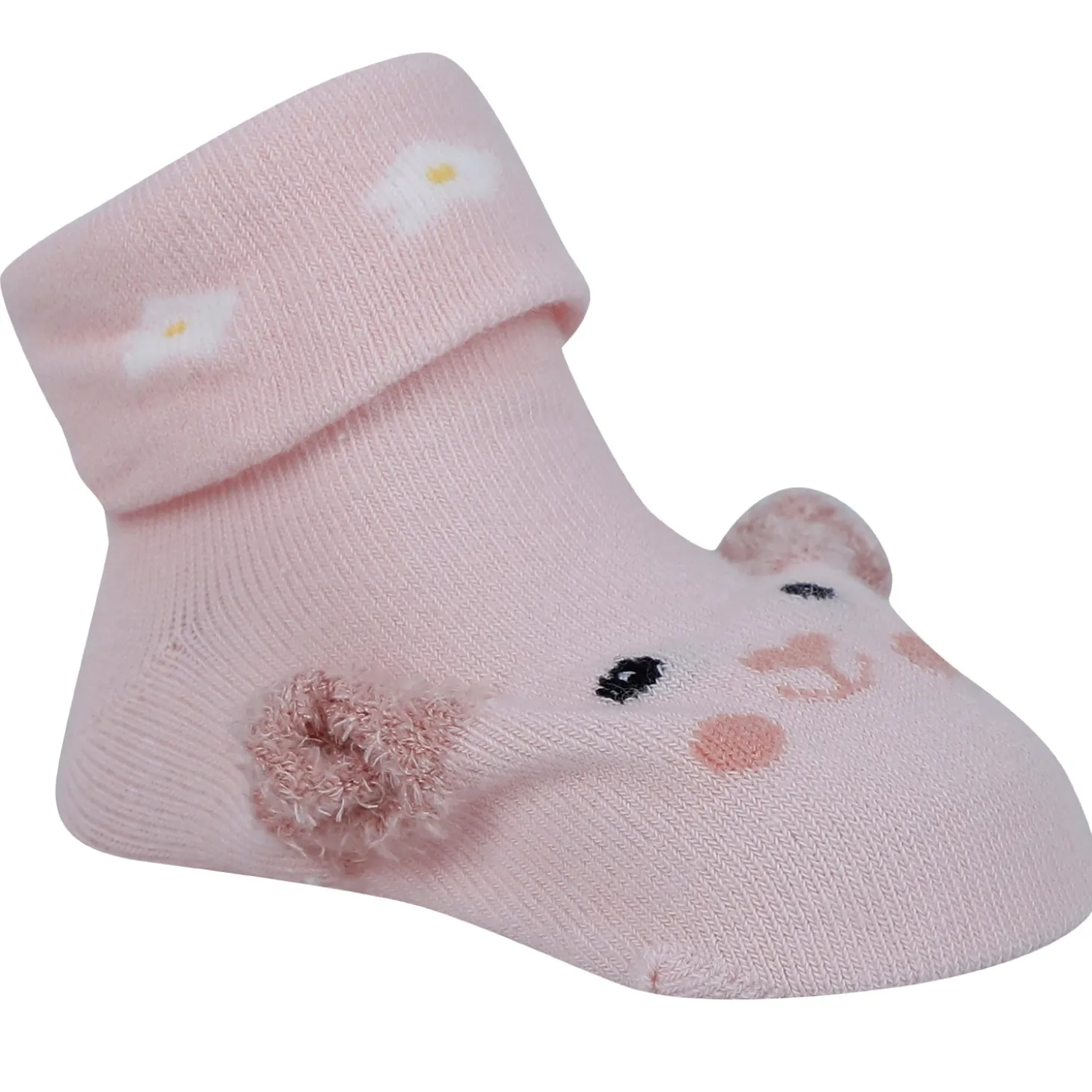 Baby Moo Puppy 3D Anti-Skid Socks Booties Pack of 3 - Pink