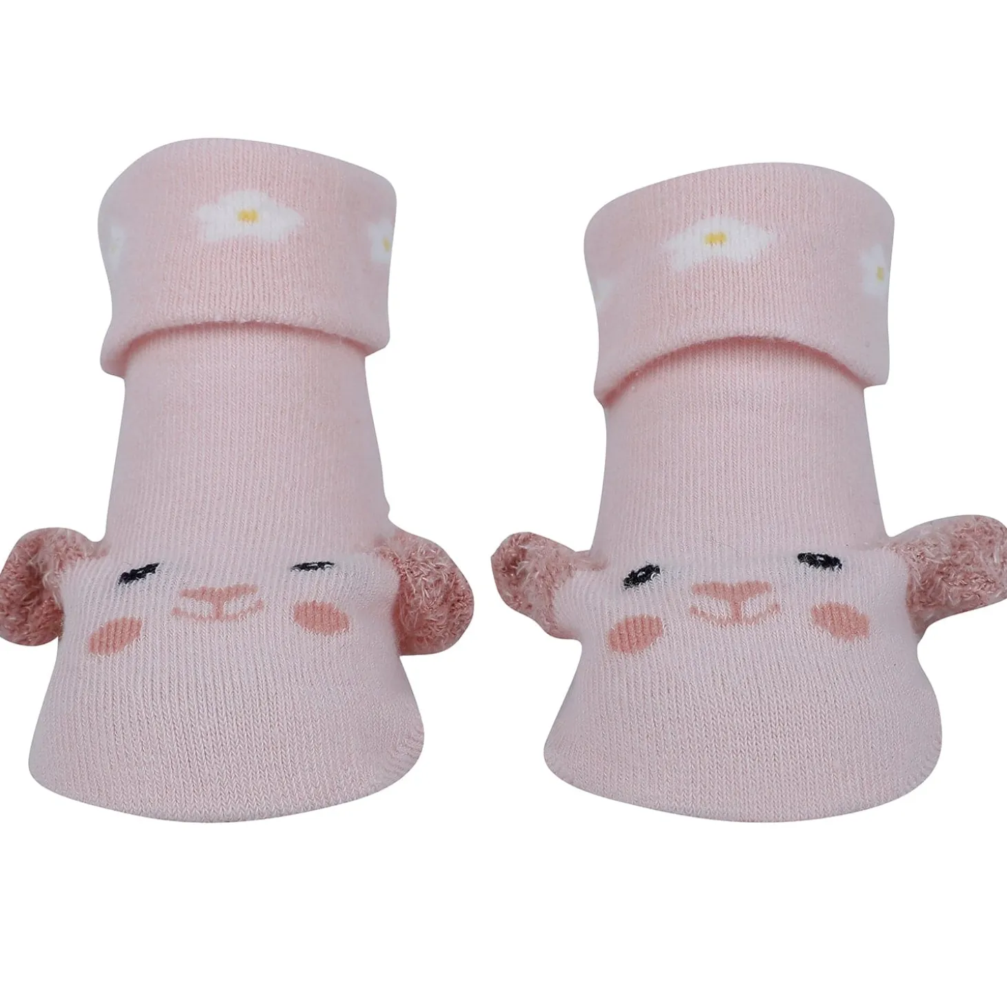 Baby Moo Puppy 3D Anti-Skid Socks Booties Pack of 3 - Pink