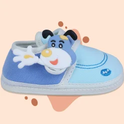 Baby Moo Puppy Face Soft Sole Anti-Slip Booties - Blue
