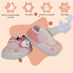 Baby Moo Puppy Face Soft Sole Anti-Slip Booties - Pink