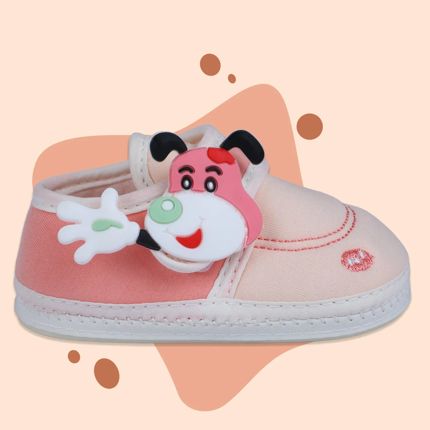 Baby Moo Puppy Face Soft Sole Anti-Slip Booties - Pink