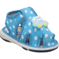 Baby Moo Puppy In Car Polka Dot Velcro Strap Anti-Skid Chu Chu Sound Sandals - Blue